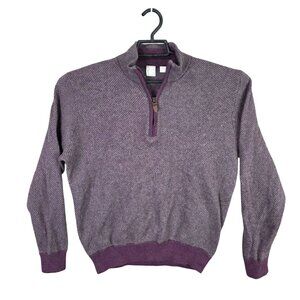 Womens Raffi Shaya Cashmere Blend Purple & Gray 1/4 Zip Sweater Long Sleeve L